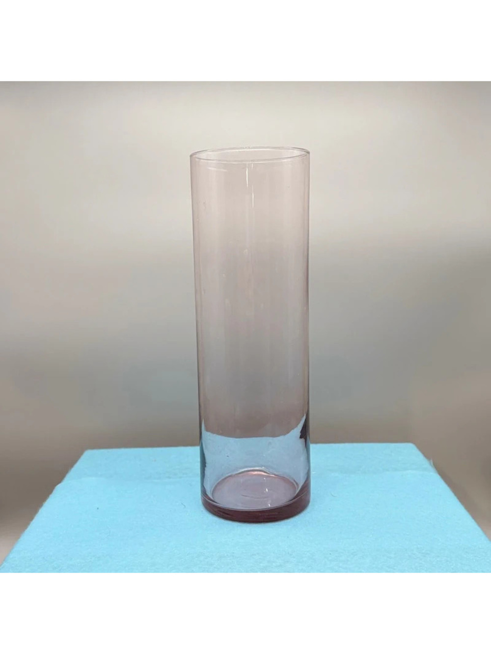 Vintage Libbey Amethyst Pink Glass Vase Tall Cylinder Shape